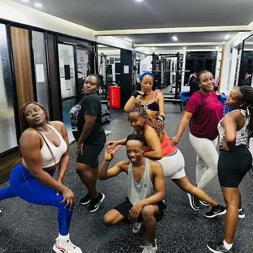 High-energy group aerobics fitness class session
