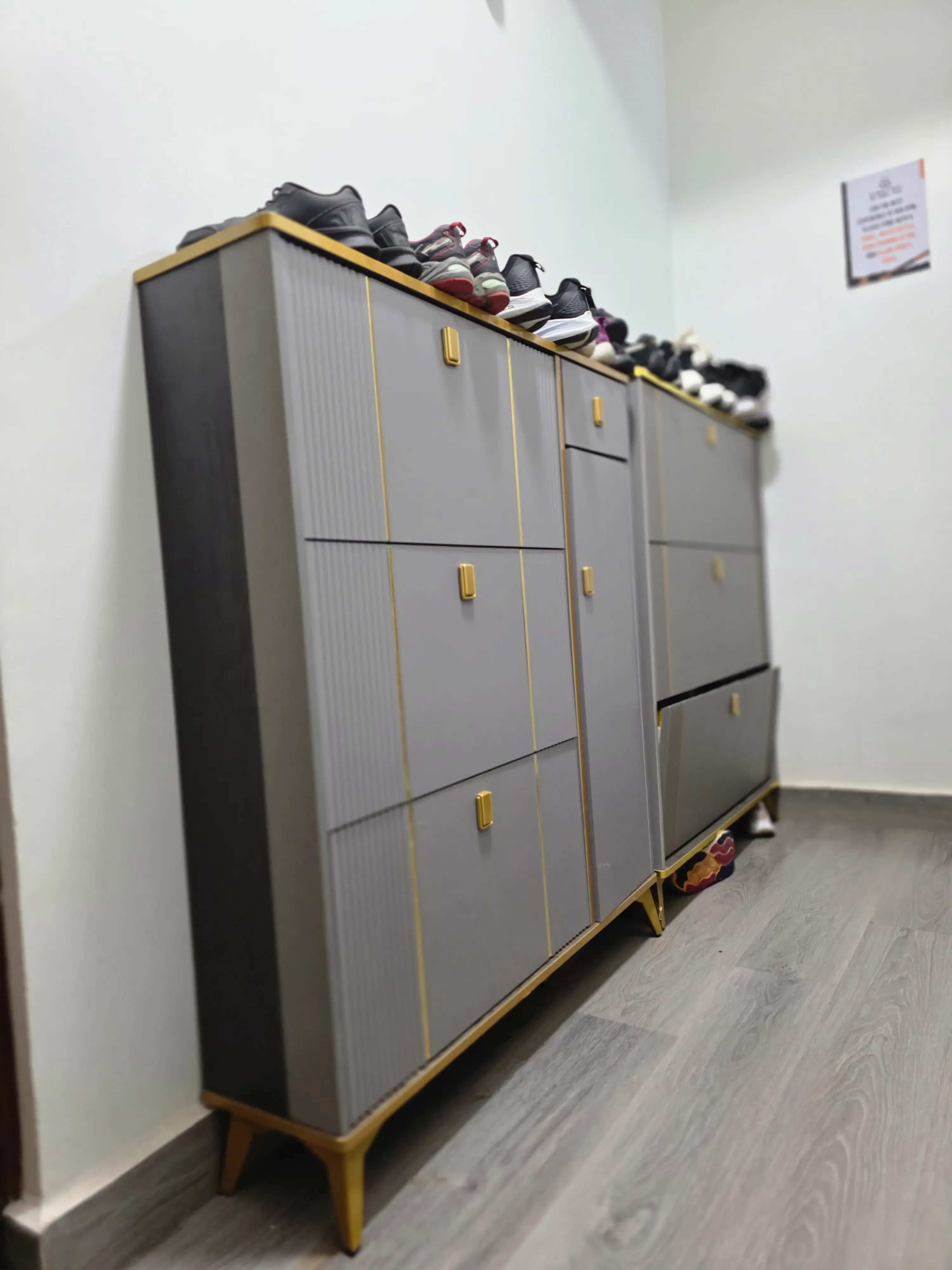 Hygienic shoe racks and changing reception area